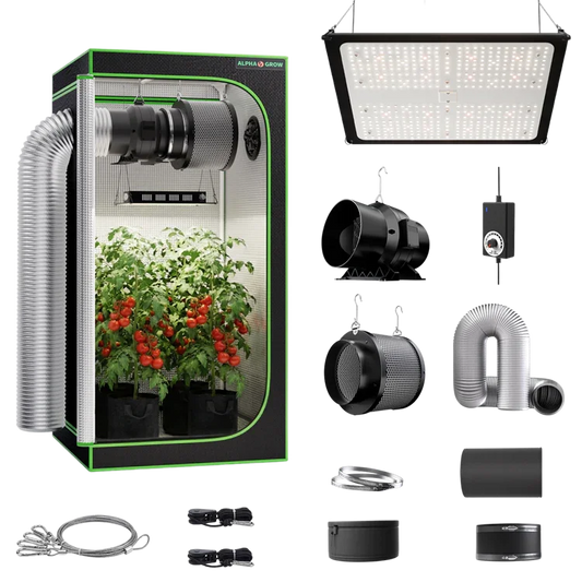 MIMEO indoor hydroponics turnkey kit with grow tent, LED light, inline fan & carbon filter for stealth growing