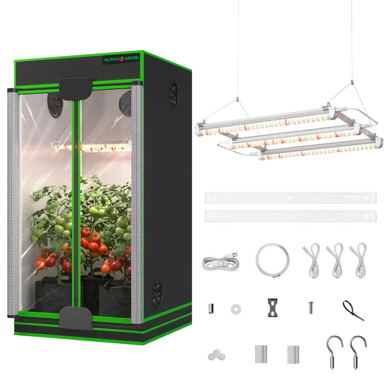 MIMEO indoor grow tent with LED lights, carbon filter & turnkey kit for stealth hydroponics gardening