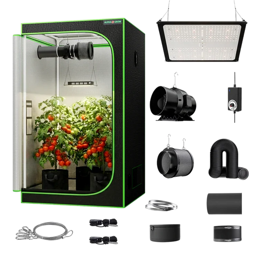 MIMEO Turnkey Kit with Grow Tent, LED Grow Light, Inline Fan & Carbon Filter for Indoor Hydroponics