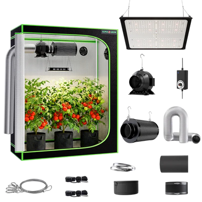 MIMEO indoor hydroponics turnkey kit with grow tent, LED light, inline fan & carbon filter for stealth growing