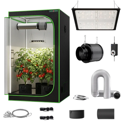 MIMEO indoor hydroponics turnkey kit with grow tent, LED light, inline fan & carbon filter for stealth gardening