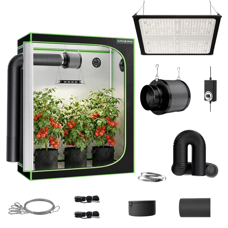 MIMEO Turnkey Kit with Grow Tent, LED Grow Light, Inline Fan & Carbon Filter for Indoor Hydroponics