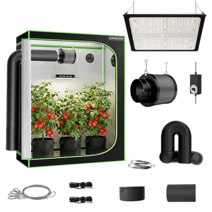 MIMEO Turnkey Kit with Grow Tent, LED Grow Light, Inline Fan & Carbon Filter for Indoor Hydroponics