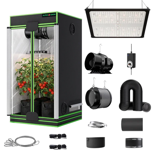 MIMEO indoor hydroponics turnkey kit with grow tent, LED light, inline fan & carbon filter for stealth gardening