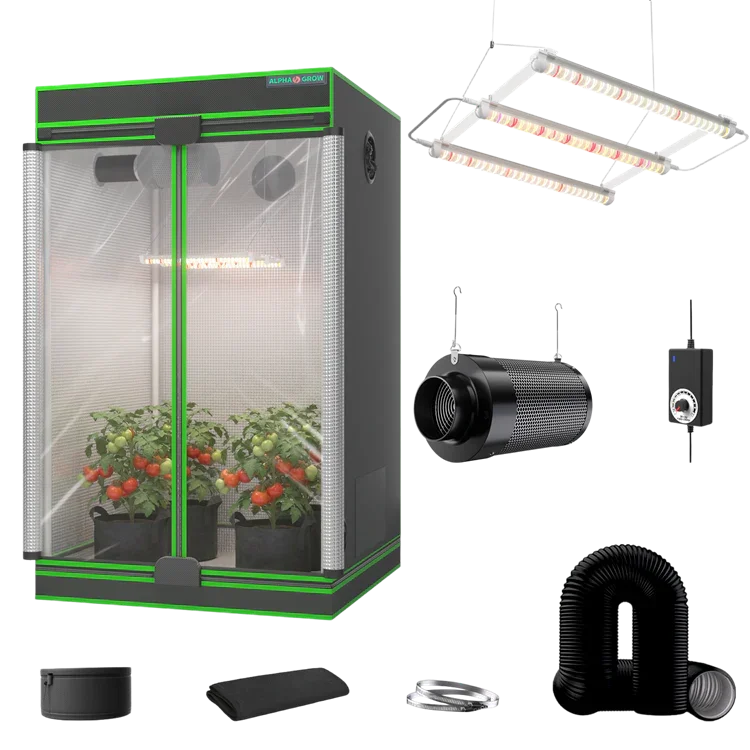 MIMEO Turnkey Kit with Grow Tent, LED Grow Light, Inline Fan & Carbon Filter for Indoor Hydroponics