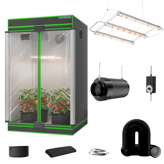 MIMEO Turnkey Kit with Grow Tent, LED Grow Light, Inline Fan & Carbon Filter for Indoor Hydroponics
