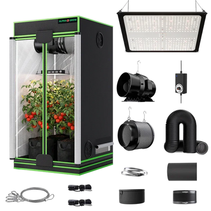 MIMEO indoor hydroponics turnkey kit with grow tent, LED light, inline fan & carbon filter for stealth gardening