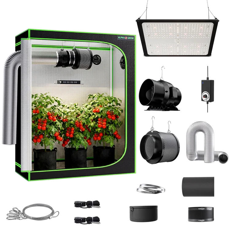 MIMEO Turnkey Kit with Grow Tent, LED Grow Light, Inline Fan & Carbon Filter for indoor hydroponics