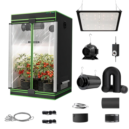 MIMEO indoor hydroponics turnkey kit with grow tent, LED light, inline fan & carbon filter for stealth growing