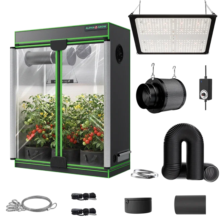 MIMEO indoor hydroponics turnkey kit with grow tent, LED light, inline fan & carbon filter for stealth growing