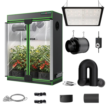 MIMEO indoor hydroponics turnkey kit with grow tent, LED light, inline fan & carbon filter for stealth growing