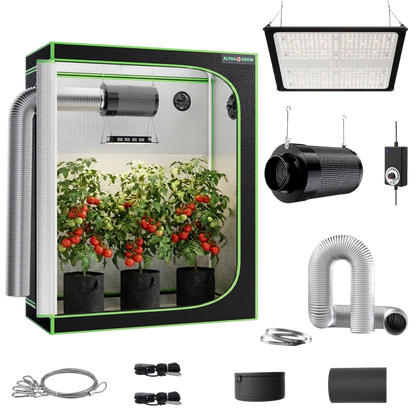 MIMEO indoor hydroponics turnkey kit with grow tent, LED light, inline fan, carbon filter, and stealth growing equipment