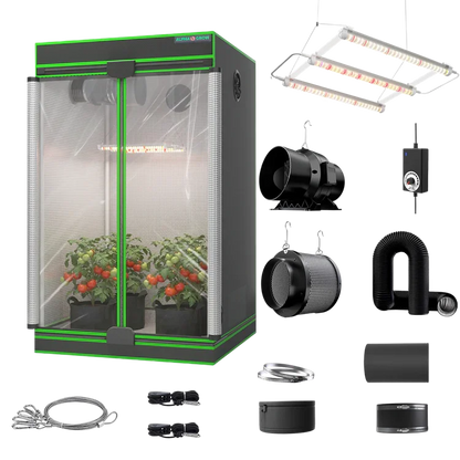 MIMEO Turnkey Kit with Grow Tent, LED Grow Light, Inline Fan & Carbon Filter for Indoor Hydroponics