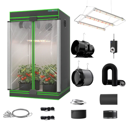 MIMEO Turnkey Kit with Grow Tent, LED Grow Light, Inline Fan & Carbon Filter for Indoor Hydroponics