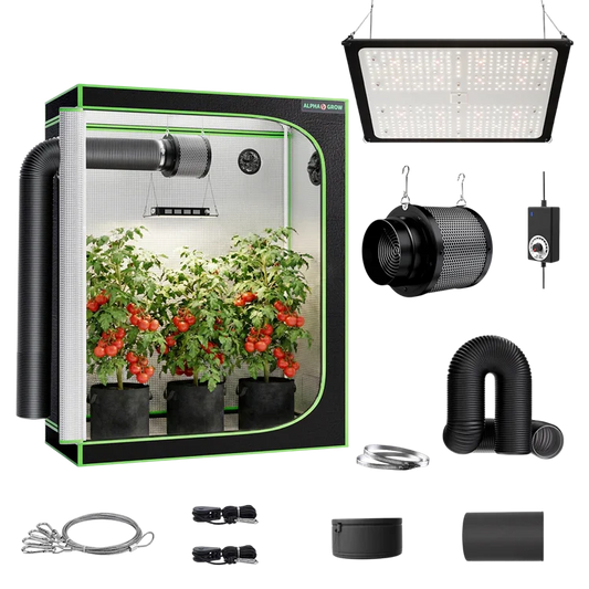 MIMEO indoor hydroponics turnkey kit with grow tent, LED light, inline fan & carbon filter for stealth growing