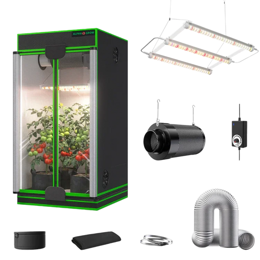 MIMEO indoor hydroponics turnkey kit with grow tent, LED light, inline fan & carbon filter for stealth plant cultivation