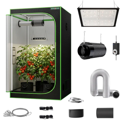 MIMEO indoor hydroponics turnkey kit with grow tent, LED light, inline fan & carbon filter for stealth gardening