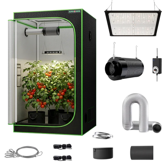 MIMEO indoor hydroponics turnkey kit with grow tent, LED light, inline fan & carbon filter for stealth gardening