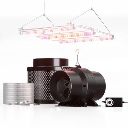 MIMEO LED Grow Light with Inline Fan, Carbon Filter & Controller for Indoor Hydroponics