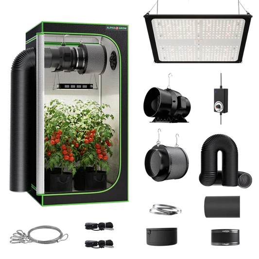 MIMEO Turnkey Kit with Grow Tent, LED Grow Light, Inline Fan & Carbon Filter for Indoor Hydroponics