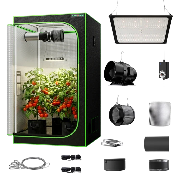 MIMEO indoor hydroponics turnkey kit with grow tent, LED light, inline fan & carbon filter for stealth growing