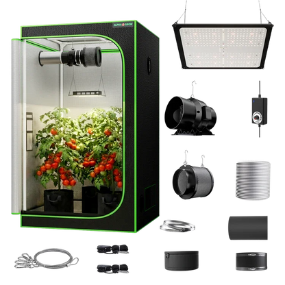 MIMEO indoor hydroponics turnkey kit with grow tent, LED light, inline fan & carbon filter for stealth growing