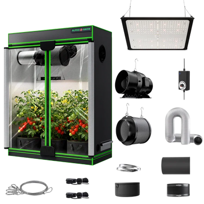 MIMEO indoor hydroponics turnkey kit with grow tent, LED light, inline fan & carbon filter for stealth growing