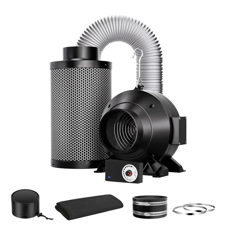 MIMEO hydroponics carbon filter and inline fan kit for stealth indoor growing