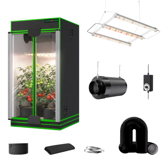 MIMEO indoor hydroponics turnkey kit with grow tent, LED light, inline fan & carbon filter for stealth growing