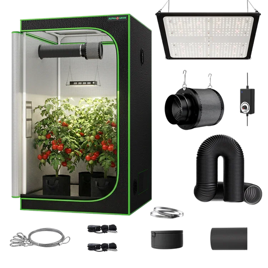 MIMEO Turnkey Indoor Grow Tent Kit with LED Light, Carbon Filter & Inline Fan for Stealth Hydroponics
