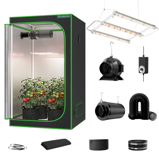 MIMEO indoor grow tent with LED light, inline fan & carbon filter for stealth hydroponics setup
