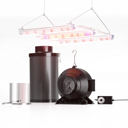 MIMEO LED Grow Light with Carbon Filter, Inline Fan & Ducting for Indoor Hydroponics