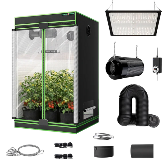 MIMEO Turnkey Kit with Grow Tent, LED Grow Light, Inline Fan & Carbon Filter for Indoor Hydroponics