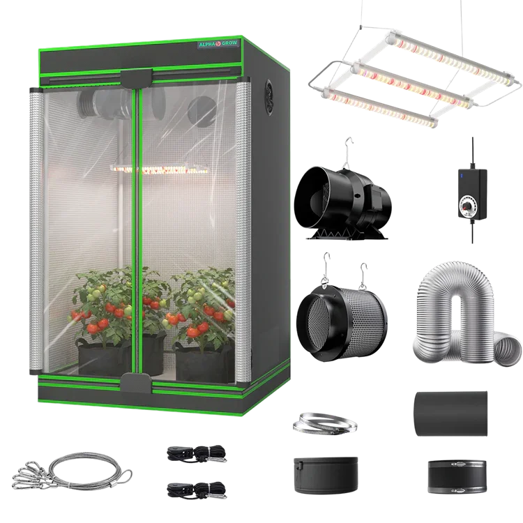MIMEO Turnkey Indoor Grow Tent Kit with LED Light, Inline Fan & Carbon Filter for Stealth Hydroponics