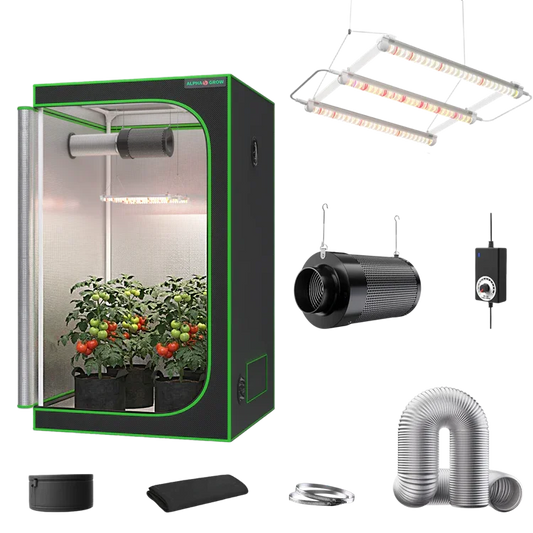 MIMEO indoor hydroponics turnkey kit with grow tent, LED light, inline fan & carbon filter for stealth growing