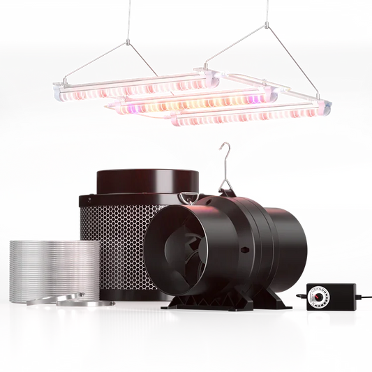 MIMEO LED Grow Light with Inline Fan, Carbon Filter & Controller for Indoor Hydroponics