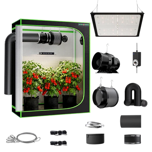 MIMEO Turnkey Kit with Grow Tent, LED Grow Light, Inline Fan & Carbon Filter for Indoor Hydroponics