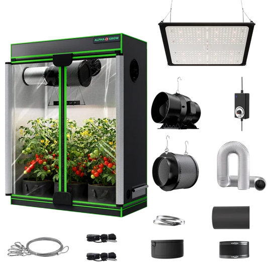 MIMEO indoor hydroponics grow tent kit with LED light, inline fan & carbon filter for stealth plant cultivation