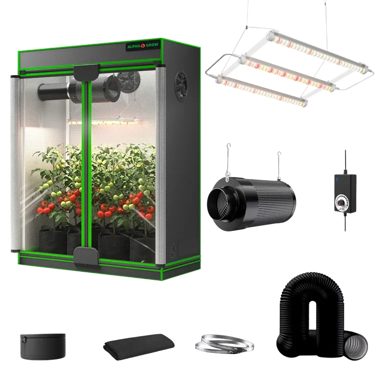 MIMEO indoor hydroponics turnkey kit with grow tent, LED light, inline fan & carbon filter for stealth gardening