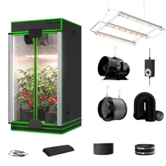 MIMEO indoor hydroponics turnkey kit with grow tent, LED light, inline fan & carbon filter for stealth gardening