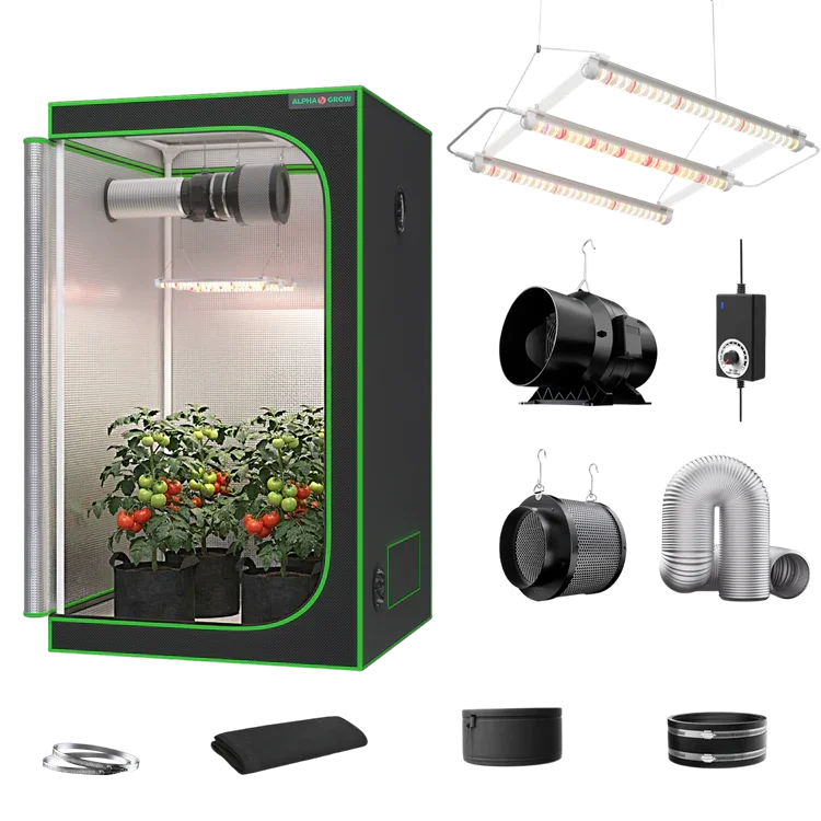 MIMEO Grow Tent with LED Grow Light, Inline Fan & Carbon Filter – Turnkey Indoor Hydroponics Kit