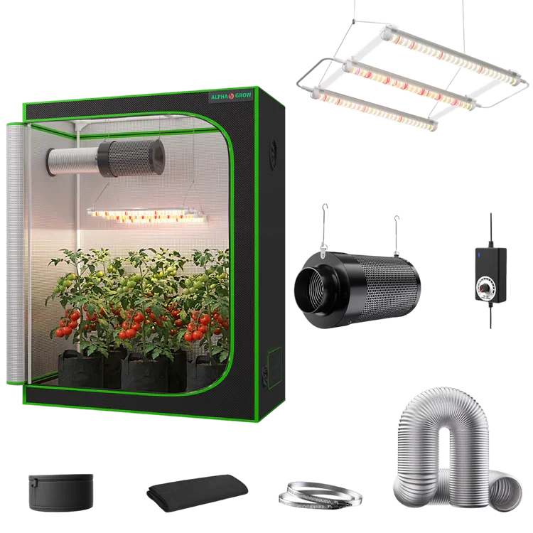 MIMEO indoor hydroponics turnkey kit with grow tent, LED light, inline fan & carbon filter for stealth growing