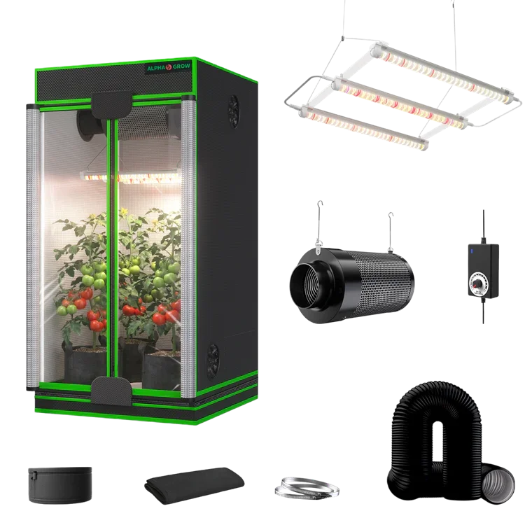 MIMEO indoor hydroponics turnkey kit with grow tent, LED light, inline fan & carbon filter for stealth growing