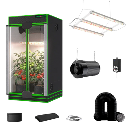 MIMEO indoor hydroponics turnkey kit with grow tent, LED light, inline fan & carbon filter for stealth growing