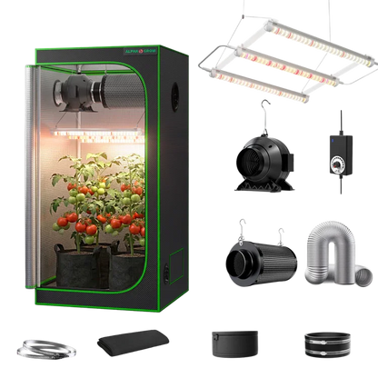 MIMEO indoor grow tent kit with LED light, inline fan & carbon filter for stealth hydroponic gardening
