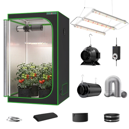 MIMEO Grow Tent with LED Grow Light, Inline Fan, and Carbon Filter for Indoor Hydroponics
