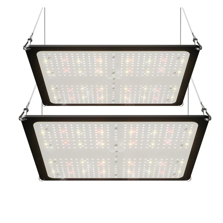 MIMEO LED Grow Lights for indoor hydroponics, featuring dual-panel design with full-spectrum LEDs for stealth growing setups.
