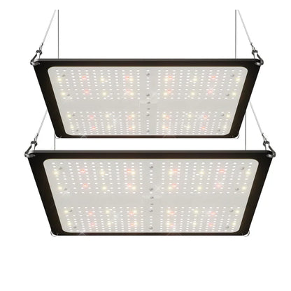 MIMEO LED Grow Lights for indoor hydroponics, featuring dual-panel design with full-spectrum LEDs for stealth growing setups.