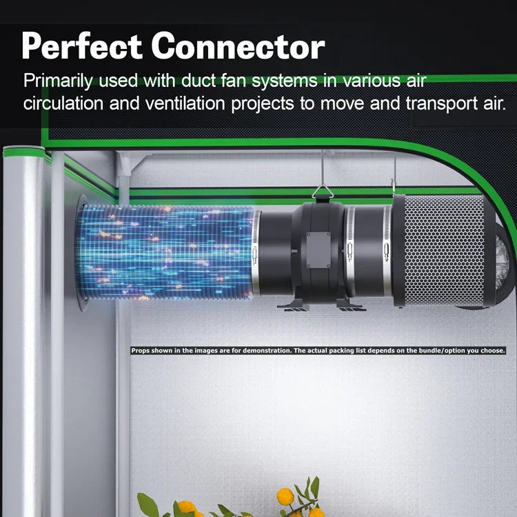 MIMEO inline fan with carbon filter in grow tent for stealth hydroponic ventilation system