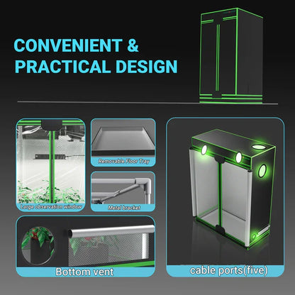 MIMEO Grow Tent with LED Lights, Inline Fan & Carbon Filter – Turnkey Indoor Hydroponics Kit